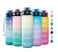 Botella Agua 1L, Botella con Filtro, Cantimplora Reutilizable,Botellas Motivacional con Marcador de Tiempo, Botellas sin BPA, Cantimplora para Gimnasio, Oficina, Escuela, Sport, Bicicleta, Yoga