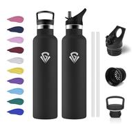Botella Agua 1L, Cantimplora sin BPA, Botella Termica Acero Inoxidable con Aislamiento Doble Pared, Botella Gym Reutilizable y Antifugas para Escuela, Oficina, Viajes, Senderismo, Yoga, Outdoor