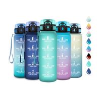 Botella Agua 500ml, Botella con Filtro, Cantimplora Reutilizable,Botellas Motivacional con Marcador de Tiempo, Botellas sin BPA, Cantimplora para Gimnasio, Oficina, Escuela, Sport, Bicicleta, Yoga