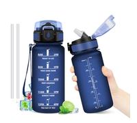 Botella Agua 500ml, Botella con Pajita, Cantimplora Reutilizable,Botellas Motivacional con Marcador de Tiempo, Botellas sin BPA, Cantimplora para Gimnasio, Oficina, Escuela, Sport, Bicicleta, Yoga