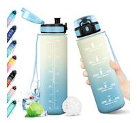 Botella Agua 500ml, Botella Motivacional sin BPA, Botella con Filtro Reutilizable, Botella Agua con Marcador de Tiempo, Cantimplora Ideal para Cámping, Escuela, Gimnasio, Bicicleta, Running, Oficina