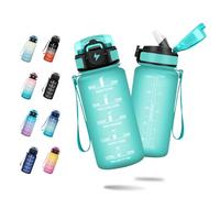 Botella Agua 500ml, Cantimplora Infantil con Pajita, a Prueba de Fugas, Fácil de Limpiar, Cantimplora Motivadora con Marca de Tiempo, Botella Agua para la Escuela, Bicicleta, Correr, Senderismo