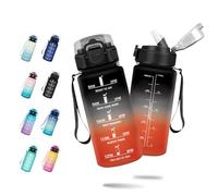 Botella Agua 500ml, Cantimplora Infantil con Pajita, a Prueba de Fugas, Fácil de Limpiar, Cantimplora Motivadora con Marca de Tiempo, Botella Agua para la Escuela, Bicicleta, Correr, Senderismo