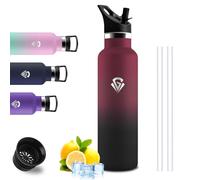 Botella Agua Acero Inoxidable- 0.75 litro- Botella Agua- A Prueba de Fugas- Cantimplora con Pajita- Cantimplora Gym- Mantiene 24H Frio/12H Calor, para Deportes, Cámping, Gimnasio, Gym