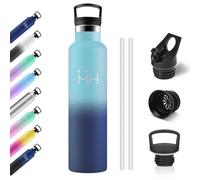 Botella Agua Acero Inoxidable 1L, Cantimplora Termica con Pajita y Filtro, Reutilizable, sin BPA, Termo Prueba de Fugas, Botella Termica para Senderismo, Adultos, Escuela, Bicicleta, Oficina