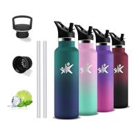 Botella Agua Acero Inoxidable, 500ml Botella Agua Niños, sin BPA, Cantimplora Infantil, A Prueba de Fugas, con Pajita, Mantiene 24H Frio/12H Calor, Termo Cafe para la Escuela, Viajar, Yoga, Oficina