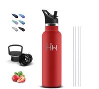 Botella Agua Acero Inoxidable, 500ml Botella Termica, sin BPA, Cantimplora con Pajita, A Prueba de Fugas, Garrafa Termica, Termo de Agua para Oficina, Viajar