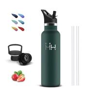 Botella Agua Acero Inoxidable, 500ml Cantimplora Infantil, sin BPA, Cantimplora Acero Inoxidable con Pajita, A Prueba de Fugas, Botella Aluminio, Aislamiento al Vacío, para la Viajar, Yoga, Escuela