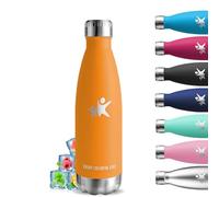 Botella Agua Acero Inoxidable, 500ml Termica, sin BPA, Cantimplora Acero Inoxidable, A Prueba de Fugas, Metal, Aislamiento al Vacío, para Escuela, Viajar, Oficina, Naranja