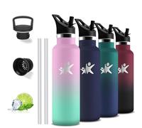 Botella Agua Acero Inoxidable, 750ml Botella Agua Gimnasio, sin BPA, Cantimplora con Pajita, A Prueba de Fugas, Garrafa Termica, Doble Aislamiento, Cantimplora Acero Inoxidable, para Viajar, Yoga