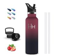 Botella Agua Acero Inoxidable, 750ml Botella Termica, sin BPA, Botella con Pajita, A Prueba de Fugas, Garrafa Termica, Doble Aislamiento, Termo de Agua, Botellas para la Escuela, Oficina, Viajar, Yoga
