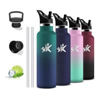 Botella Agua Acero Inoxidable, 750ml Botella Termica, sin BPA, Cantimplora con Pajita, A Prueba de Fugas, Cantimplora Acero Inoxidable con Filtro, Doble Vacío, Termo de Agua, para Senderismo, Viajar
