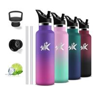 Botella Agua Acero Inoxidable, 750ml Botella Termica, sin BPA, Garrafa Termica con Pajita, Cantimplora A Prueba de Fugas, Aislamiento al Vacío, Termo de Agua, Botellas para la Escuela, Viajar, Oficina