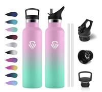 Botella Agua Acero Inoxidable 750ml, Cantimplora Termo con Pajita y Filtro, sin BPA, Reutilizable, Fácil de llevar, Termo a Prueba de Fugas, Cantimplora para Adultos, Oficina, Escuela, Bicicleta