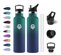 Botella Agua Acero Inoxidable 750ml, Cantimplora Termo con Pajita y Filtro, sin BPA, Reutilizable, Fácil de llevar, Termo a Prueba de Fugas, Cantimplora para Adultos, Oficina, Escuela, Bicicleta