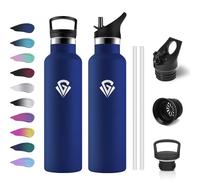 Botella Agua Acero Inoxidable 750ml, Cantimplora Termo con Pajita y Filtro, sin BPA, Reutilizable, Fácil de llevar, Termo a Prueba de Fugas, Cantimplora para Adultos, Oficina, Escuela, Bicicleta