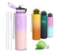 Botella Agua Acero Inoxidable, Botella Termica 1 litro, con Pajita, sin BPA