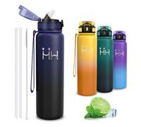 Botella Agua Acero Inoxidable, Botella Termica 1 litro, con Pajita, sin BPA