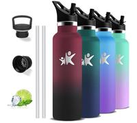 Botella Agua Acero Inoxidable, Botella Termica 1 litro, sin BPA, Cantimplora con Pajita, A Prueba de Fugas, Cantimplora Acero Inoxidable, Aislamiento al Vacío, Termo de Agua, para Senderismo, Deportes