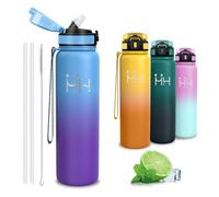 Botella Agua Acero Inoxidable, Botella Termica 1 litro, sin BPA, con Pajita