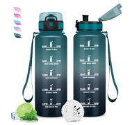 Botella Agua, Botella 1.5 Litros con Filtro, Cantimplora con Marca de Tiempo, a Prueba de Fugas, Fácil de Transportar, Cantimplora Infantil para la Deporte, Adulto, Camping, Senderismo, Gym, Camping