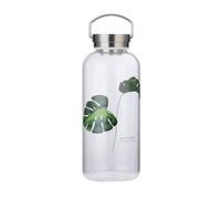 Botella Agua Cristal 1,5L Reutilizable de Vidrio Borosilicato con Portátil Tapa Inox Funda Neopreno sin Bpa