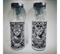 Botella Agua Cristal para niños y mayores. Juego de 2 botellas. capacidad 785ml. ESTILO gatos. Tapón Aluminio.
