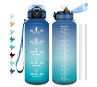 Botella Agua Deporte 1,5L, Cantimplora con Marcador de Tiempo, Botella Agua con Filtro, Reutilizable, Cantimplora Motivadora y Prueba de Fugas, para Oficina, Senderismo, Adultos, Yoga, Colegio