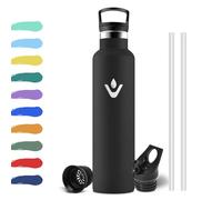 Botella Agua Deporte 1L, Cantimplora Acero Inoxidable Reutilizable, Aislamiento al Vacío de Doble Pared, sin BPA, Botella Gym para Adultos, Escuela, Oficina, Viajes, Senderismo, Bicicleta, Gym