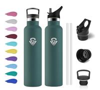 Botella Agua Deporte 1L, Cantimplora Acero Inoxidable Reutilizable con Doble Pared Aislada, sin BPA, Cantimplora Termica, Botella Gym para Adultos, Escuela, Oficina, Viajes, Senderismo, Running