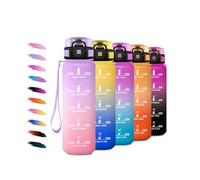 Botella Agua Deportiva 1L, Botella Agua con Filtro, Reutilizable, Fácil de Limpiar, Cantimplora con Motivadora y Prueba de Fugas, para Running, Gimnasio, Cámping, Bicicleta, Correr, Senderismo