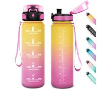 Botella Agua Deportiva 1L, Botella Agua Prueba de Fugas, Motivacional Botella con Tapa, Botella Reutilizable con Marcador de Tiempo, Cantimplora para Adulto, Gimnasio, Cámping, Bicicleta, Sport