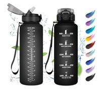 Botella Agua Gimnasio 1.5L, Botella Agua Motivadora y Prueba de Fugas, Botella Agua Gimnasio con Pajita, Botella Agua con Marcador de Tiempo, Garrafa Agua para Adulto, Oficina, Bicicleta, Fitness