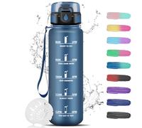 Botella agua Gimnasio - 1l - Botella agua Prueba de Fugas, Botella de Agua Deportiva, con Marcador de Tiempo, Cantimplora de Motivación, Water Bottle para Gym, Adulto, Oficina, Bicicleta, Escuela
