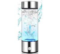 Botella Agua HidróGeno con TecnologíA PEM SPE, MáQuina Agua Kangen Vidrio Generador Agua HidróGeno Recargable MáQuina Ionizadora Agua HidróGeno para Viajes Oficina Casa(silver)