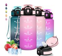 Botella agua Niños, 500ml Botella Agua, A Prueba de Fugas, Cantimplora Infantil, Con Escala de Tiempo, Reutilizable, Cantimplora con Pajita, para Escuela, Correr, Oficina, Acampada, Deportes, Viajar