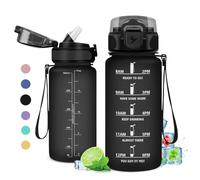 Botella Agua Niños 500ml, Botella Agua con Pajita, Botella Agua Motivadora y Prueba de Fugas, Botella Deporte Reutilizable, Garrafa Agua para Niño, Niña, Colegio, Preescolar, Guardería, Bicicleta