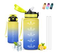 Botella agua Niños, 500ml Cantimplora Infantil, A Prueba de Fugas, Botella Agua Niños Colegio, Con Escala de Tiempo, Reutilizable, Cantimplora con Pajita, para la Escuela, Viajar, Acampada, Deportes