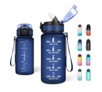 Botella agua Niños 500ml, Cantimplora Infantil con Pajita, a Prueba de Fugas, Con Cierre de Seguridad, Cantimplora con Marca de Tiempo, Ideal para Escuela, Colegio, Bicicleta, Cafetería, Oficina