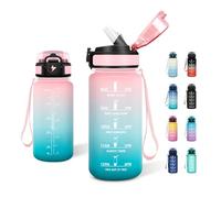 Botella agua Niños 500ml, Cantimplora Infantil con Pajita, a Prueba de Fugas, Con Cierre de Seguridad, Cantimplora con Marca de Tiempo, Ideal para Escuela, Colegio, Bicicleta, Cafetería, Oficina