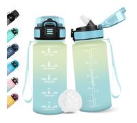 Botella Agua Niños, 500ML Con Paja, Botella Agua, Cantimplora Infantil, Botella de Agua Motivacional con Marcador de Tiempo, Botella Agua Deporte, A Prueba de Fugas para Escuela - Escarcha&cielo