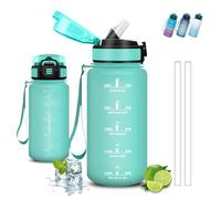 Botella agua Niños, Botella Agua 500ml, A Prueba de Fugas, Cantimplora Infantil, Con Escala de Tiempo, Fácil de Limpiar, Cantimplora con Pajita, para la Escuela, Cafetería, Oficina, Acampada, Deportes