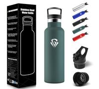 Botella Agua Niños, Termo Agua Fria, 500ml Cantimplora Termica Sin BPA, 12H Caliente/24 Frío, Cantimplora Acero Inoxidable 18/8, Botella Acero Inoxidable para Deporte, Oficina, Yoga - Verde militar