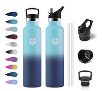 Botella Agua Termica 1L, Botella Acero Inoxidable de Doble Pared, Cantimplora Termica con Pajita, sin BPA, Reutilizable, Fácil de llevar, Termo para Oficina, Bicicleta, Escuela, Adultos, Colegio