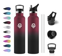 Botella Agua Termica 1L, Botella Acero Inoxidable de Doble Pared, Cantimplora Termica con Pajita, sin BPA, Reutilizable, Fácil de llevar, Termo para Oficina, Bicicleta, Escuela, Adultos, Colegio