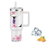 Botella Agua Termica Personalizada, Cool Bottles de Acero Inoxidable de 1.2 Litros, Termo Cafe para llevar con tapa y pajita, Copo Termico sin BPA, Letras de Moda, Regalos Originales para Mujer (L)