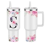 Botella Agua Termica Personalizada, Cool Bottles de Acero Inoxidable de 1.2 Litros, Termo Cafe para llevar con tapa y pajita, Copo Termico sin BPA, Letras de Moda, Regalos Originales para Mujer (S)