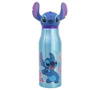 Botella de agua infantil de aluminio de 690 ml con figurita en el tapón de Stitch