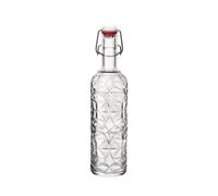 Botella Bormioli Rocco Modelo Oriente En Vidrio Transparente Con Tapa Blanca 1