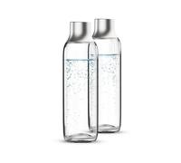 Brita - Pack de 2 botellas de vidrio sodaTRIO (1L) - diseño elegante con tapa de acero inoxidable